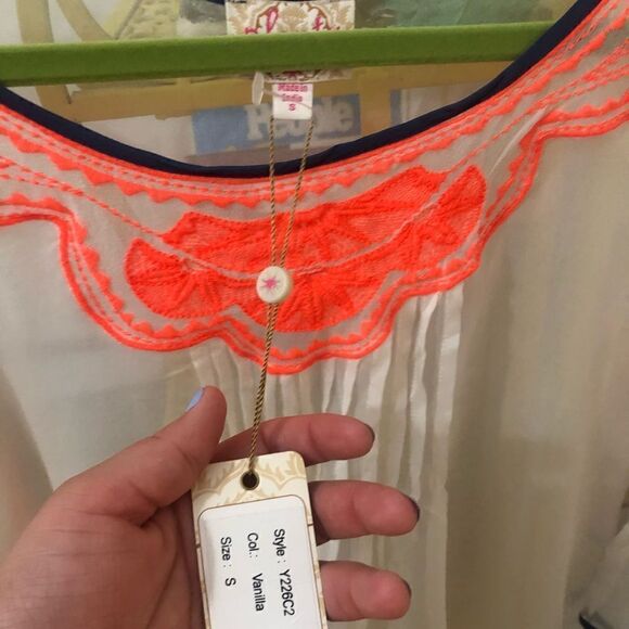 Anthropologie Plenty by Tracy Reese Neon Silk Top NWT - Picture 4 of 6